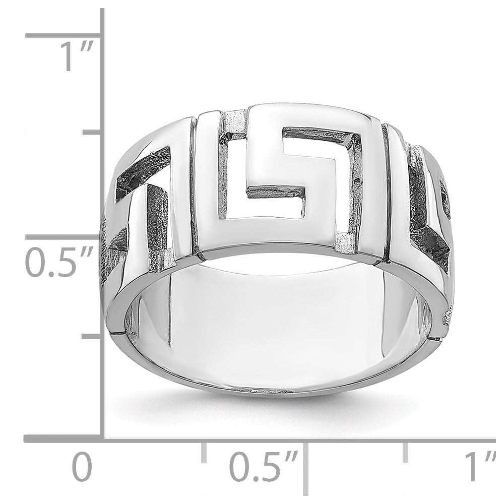 14K White Gold Cut-out Greek Key Band