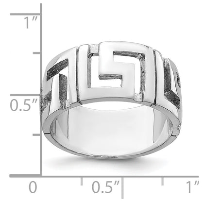 14K White Gold Cut-out Greek Key Band