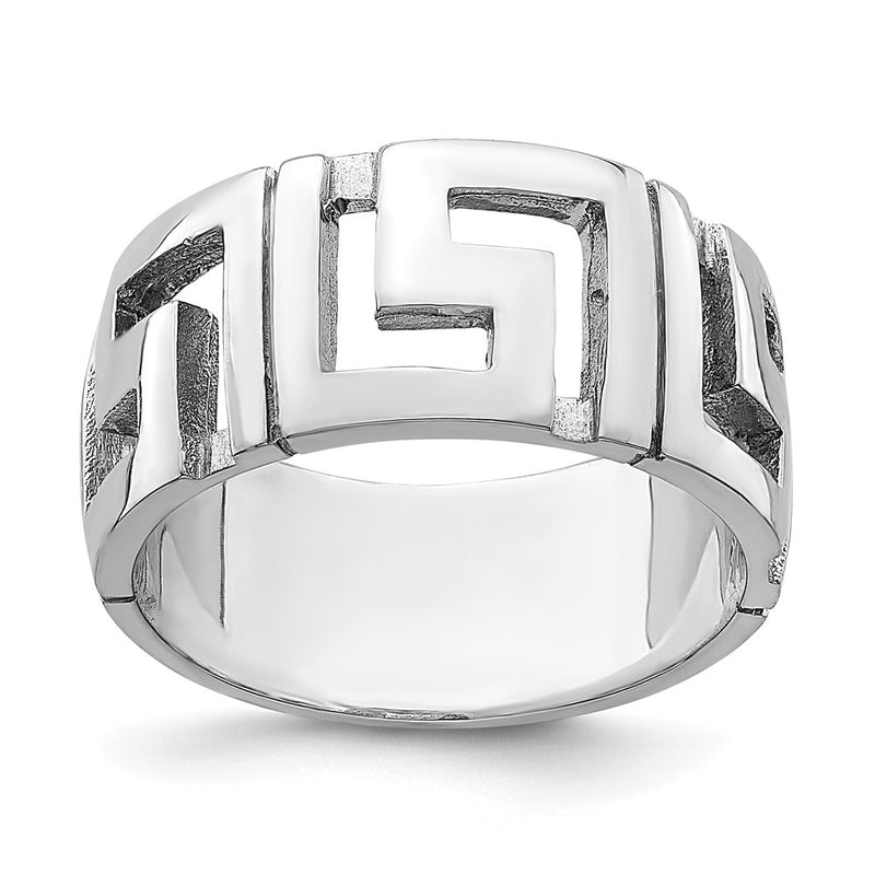 14K White Gold Cut-out Greek Key Band