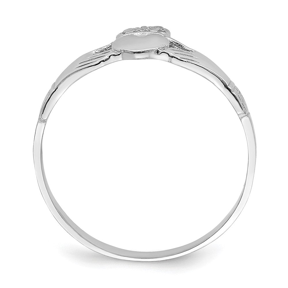 14k White Gold Polished Claddagh Ring