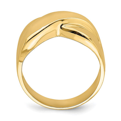 14K Yellow Gold Polished X Dome Ring