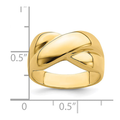 14K Yellow Gold Polished X Dome Ring