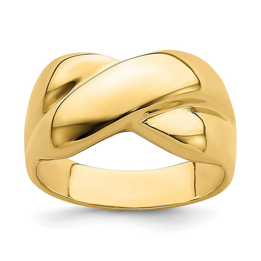 14K Yellow Gold Polished X Dome Ring