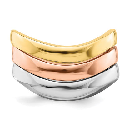 14k Tri-color Gold Triple Wave Bands