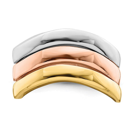 14k Tri-color Gold Triple Wave Bands