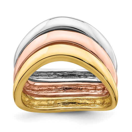 14k Tri-color Gold Triple Wave Bands