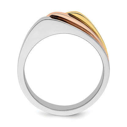 14k Tri-color Gold Triple Peaked Top Band