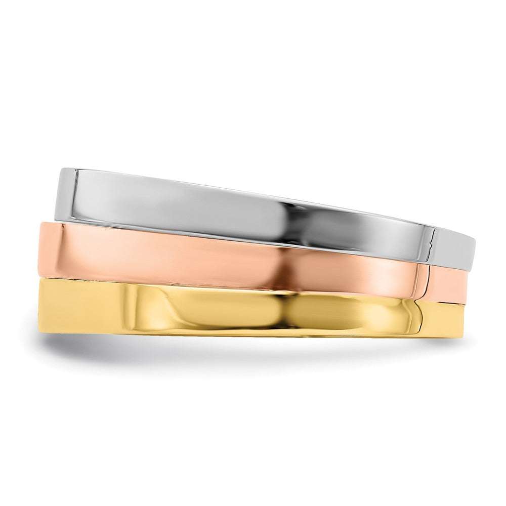 14k Tri-color Gold Triple Peaked Top Band