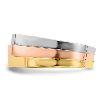 14k Tri-color Gold Triple Peaked Top Band
