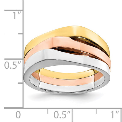 14k Tri-color Gold Triple Peaked Top Band