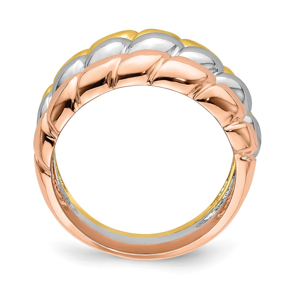 14k Tri-color Gold Triple Shrimp Band