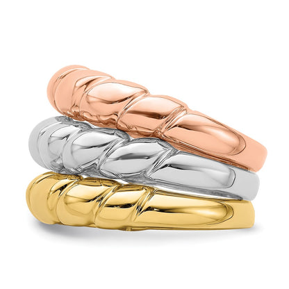 14k Tri-color Gold Triple Shrimp Band