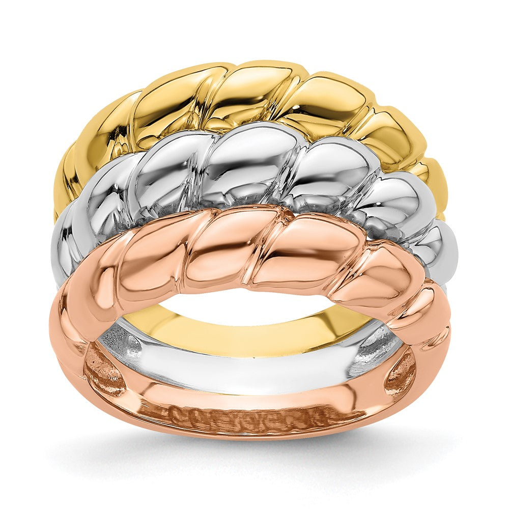 14k Tri-color Gold Triple Shrimp Band
