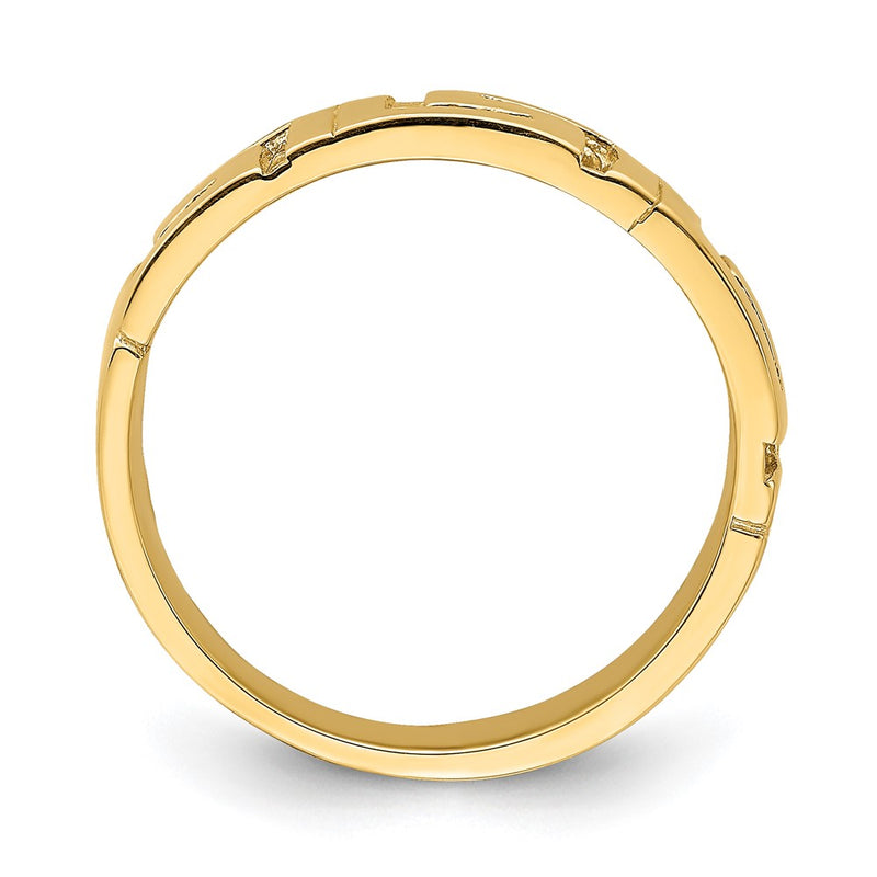 14K Yellow Gold Greek Key Band w/ Tapered Shank Ring