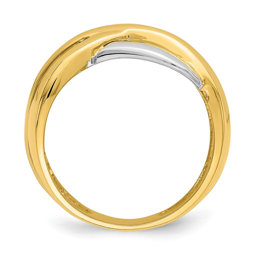 14k Two-Tone Gold Cross-Cross Design Ring
