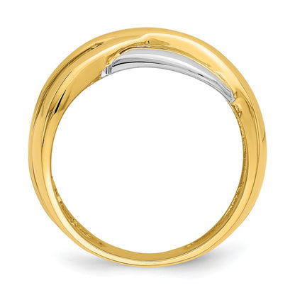 14k Two-Tone Gold Cross-Cross Design Ring