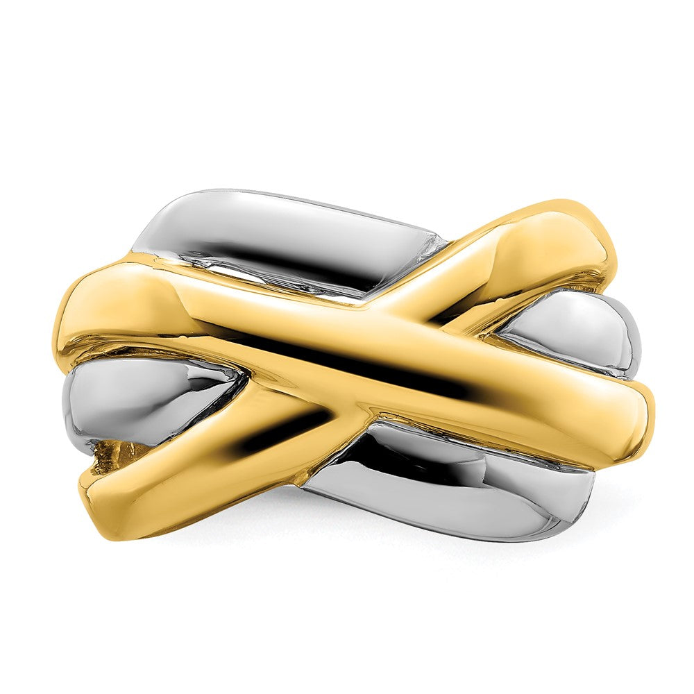 14k Two-Tone Gold Cross-Cross Design Ring