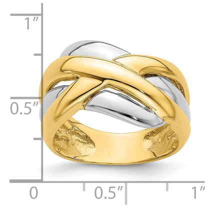 14k Two-Tone Gold Cross-Cross Design Ring