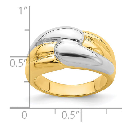 14k Two-Tone Gold Polished Zigzag Design Ring