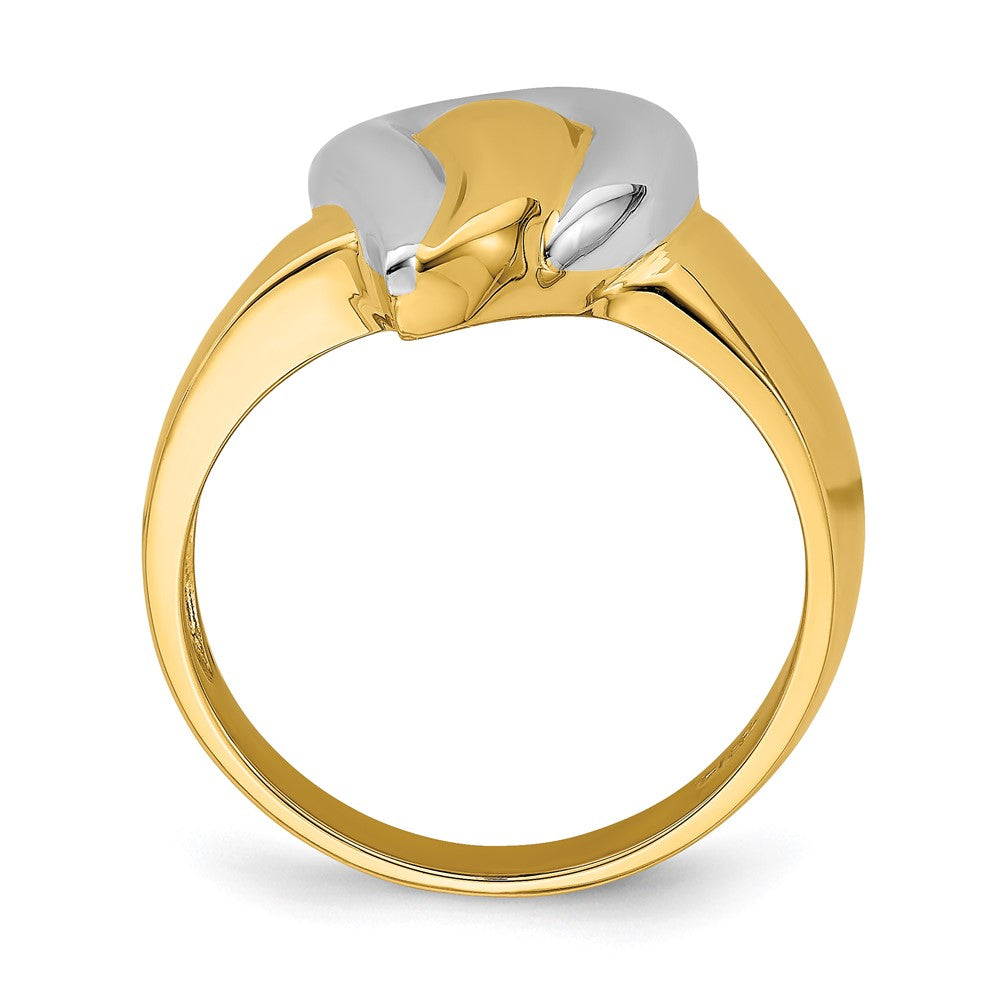 14k Yellow Gold w/Rhodium Polished Teardrop Ring