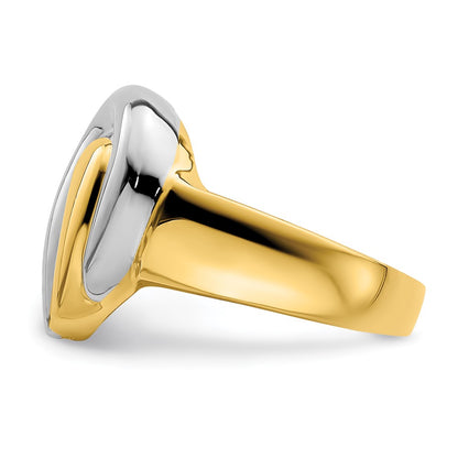 14k Yellow Gold w/Rhodium Polished Teardrop Ring