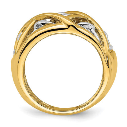 14K Two-Tone Gold Vines Criss Cross Pattern Ring