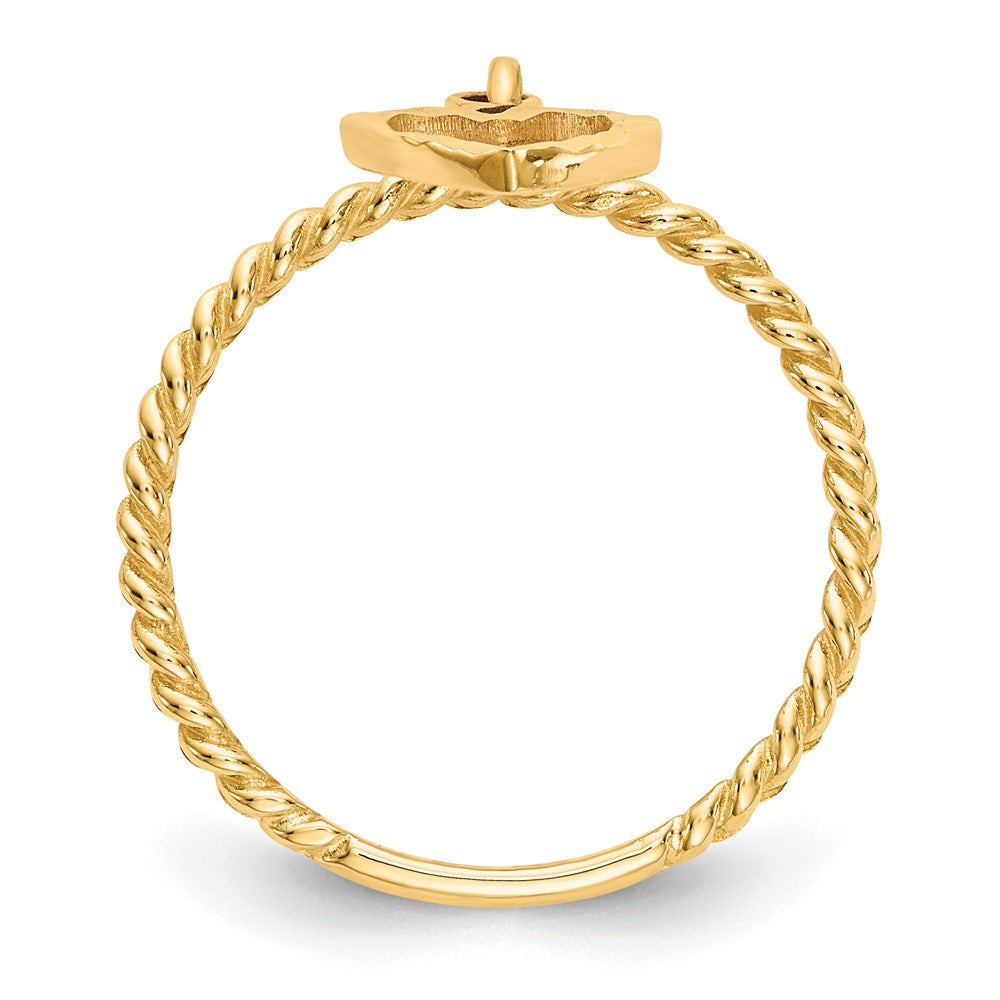 14K Yellow Gold Dangle Heart Ring