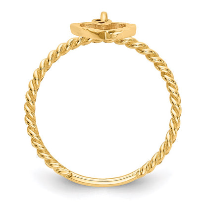 14K Yellow Gold Dangle Heart Ring