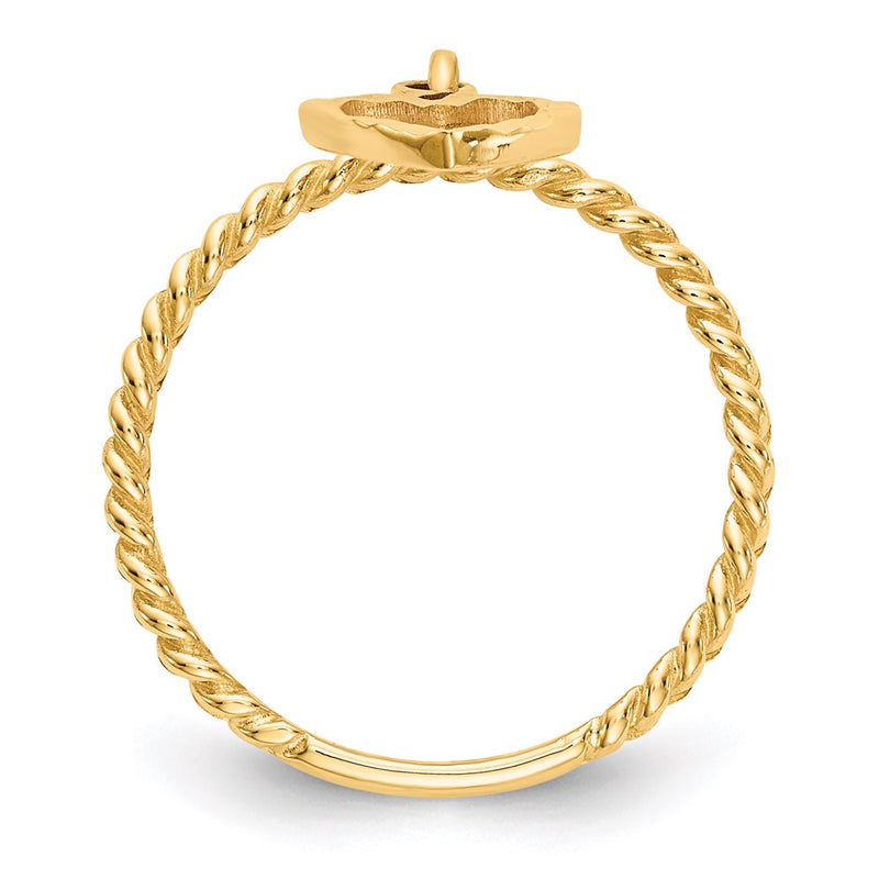 14K Yellow Gold Dangle Heart Ring