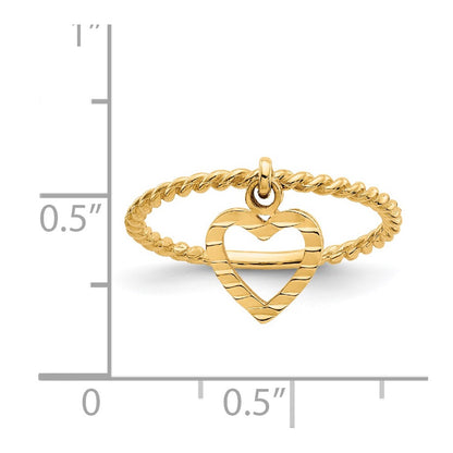 14K Yellow Gold Dangle Heart Ring