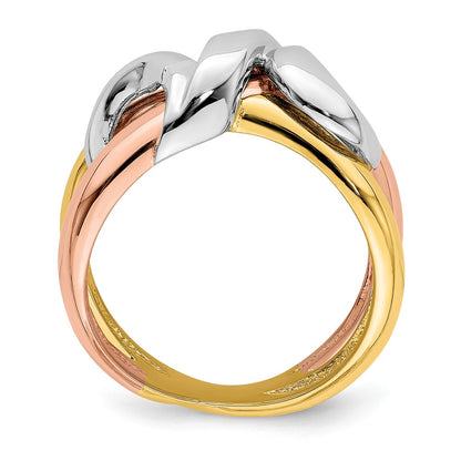 14k Tri-color Gold Polished Swirl Design Band