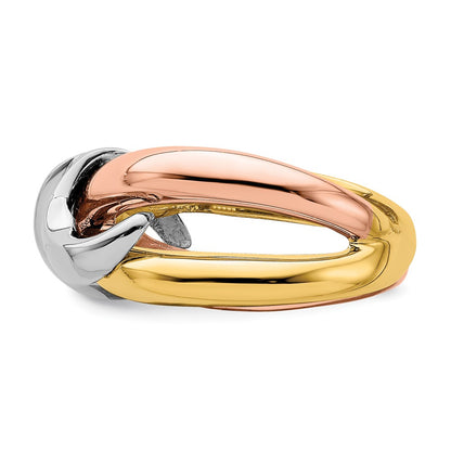 14k Tri-color Gold Polished Swirl Design Band