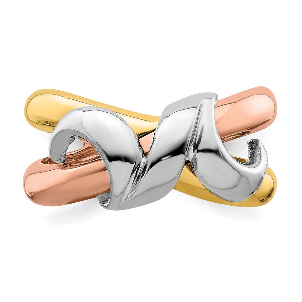 14k Tri-color Gold Polished Swirl Design Band