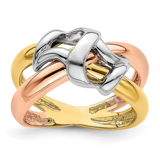 14k Tri-color Gold Polished Woven Band