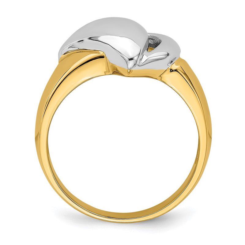 14k Yellow Gold w/Rhodium Polished Contemporary Ring