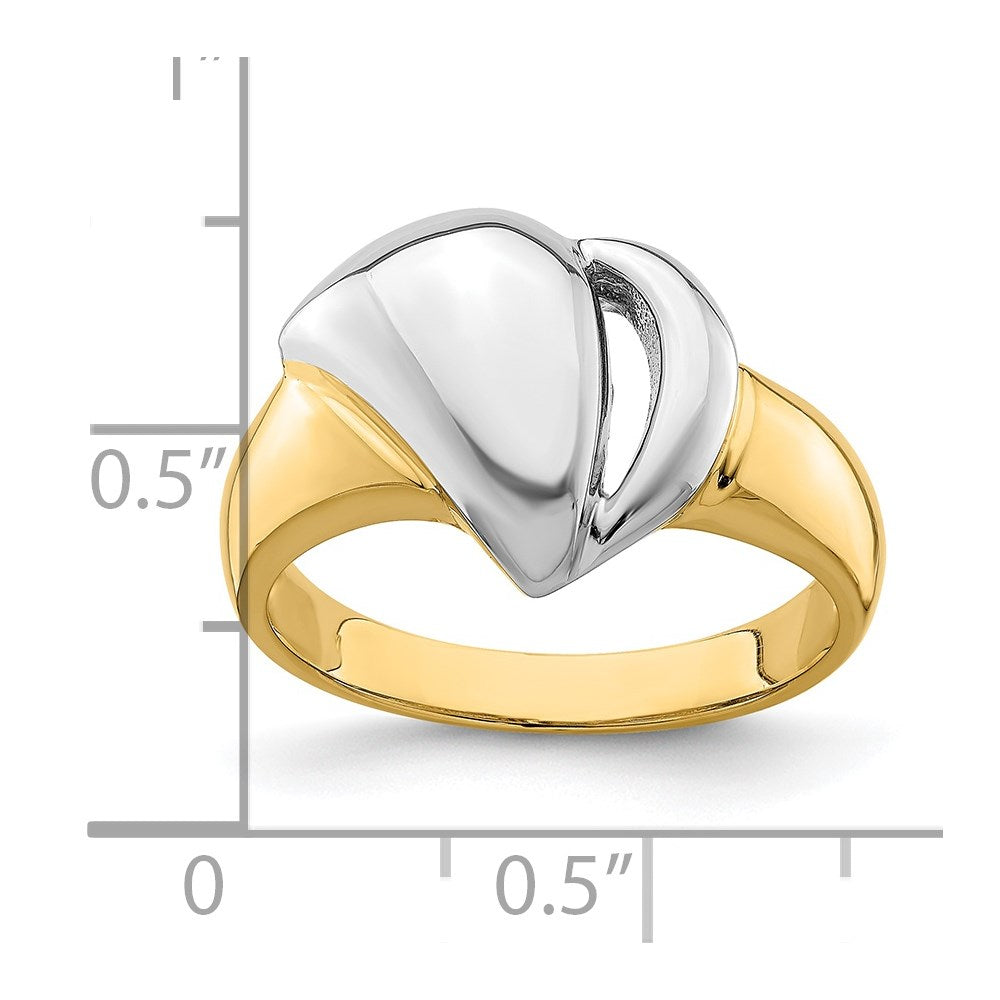 14k Yellow Gold w/Rhodium Polished Contemporary Ring | Goldia.com