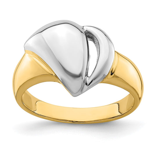 14k Yellow Gold w/Rhodium Polished Contemporary Ring