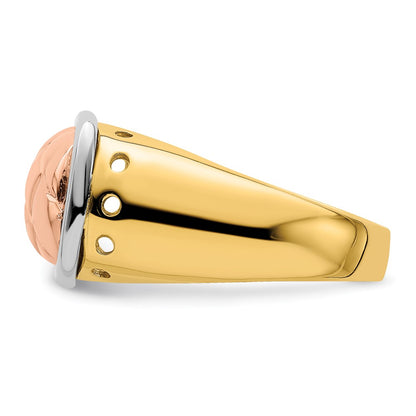 14k Tri-color Gold Quilted Top Design Band