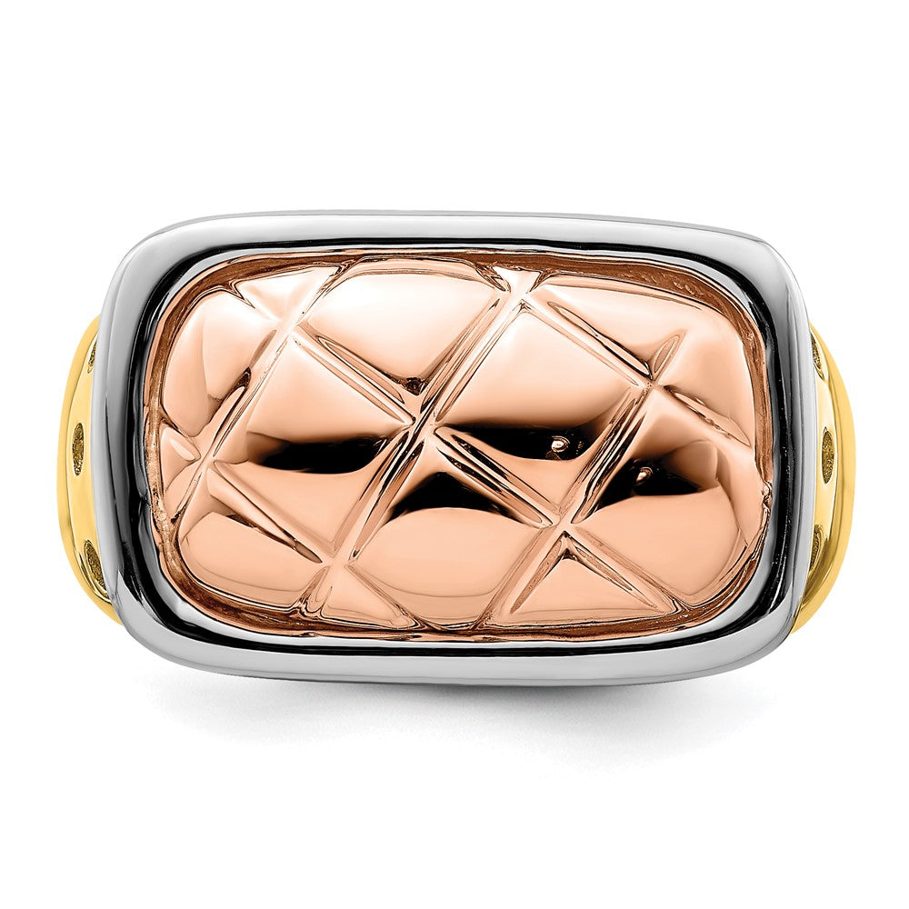 14k Tri-color Gold Quilted Top Design Band