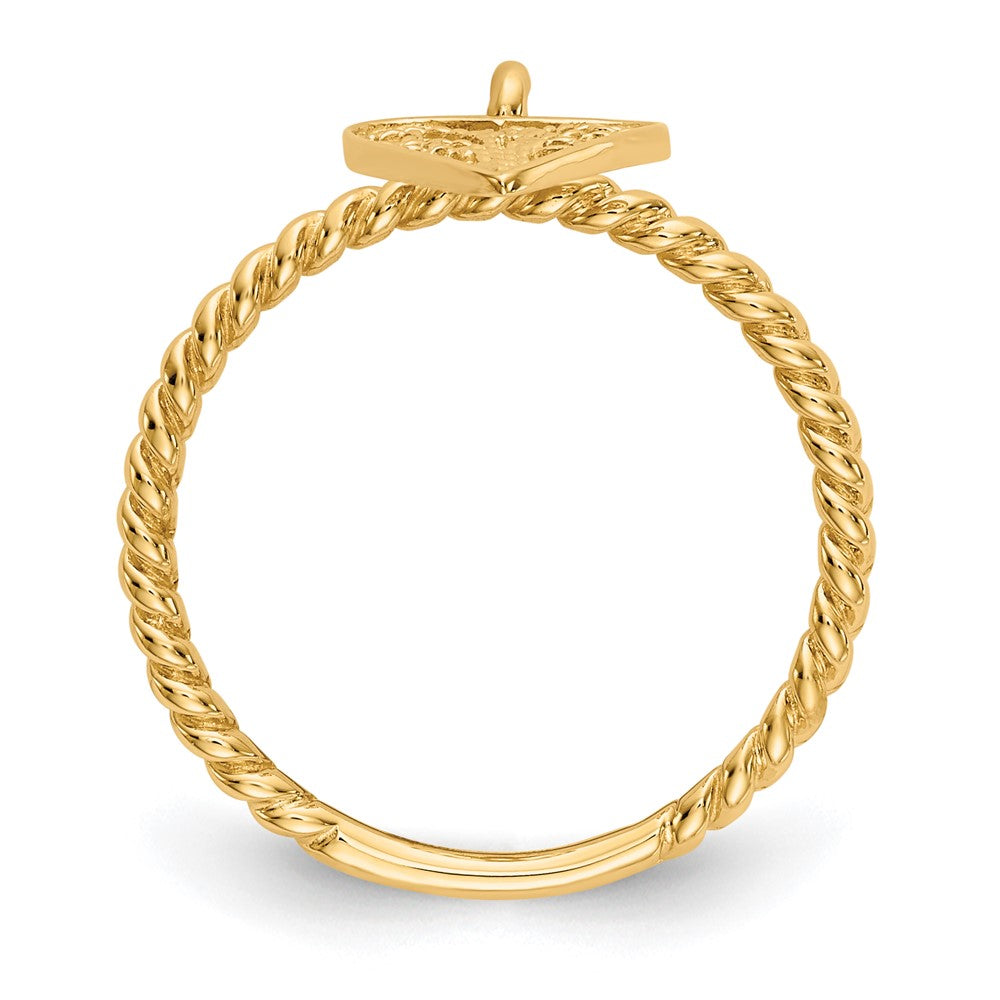 14K Yellow Gold Dangle Heart Ring