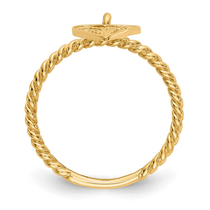14K Yellow Gold Dangle Heart Ring