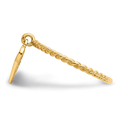 14K Yellow Gold Dangle Heart Ring