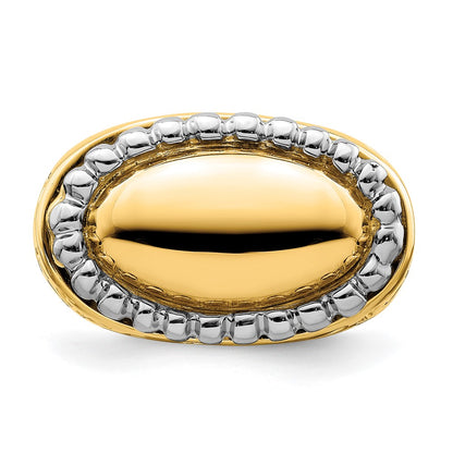 14K Two-Tone Gold Polished Beaded Frame Dome Ring