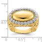 14K Two-Tone Gold Polished Beaded Frame Dome Ring