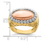 14k Tri-color Gold Oval Beaded Frame Dome Ring