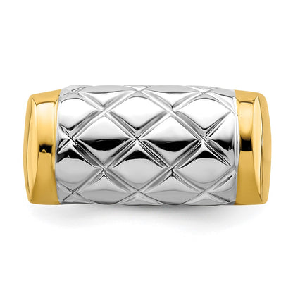 14k Two-Tone Gold Quilted Rectangular Ring