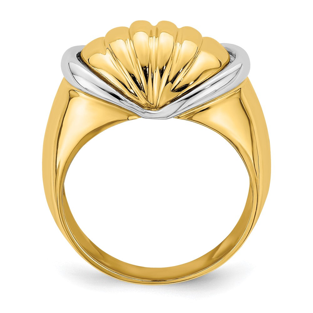 14k Two-Tone Gold Oval Shrimp Fan Design Ring