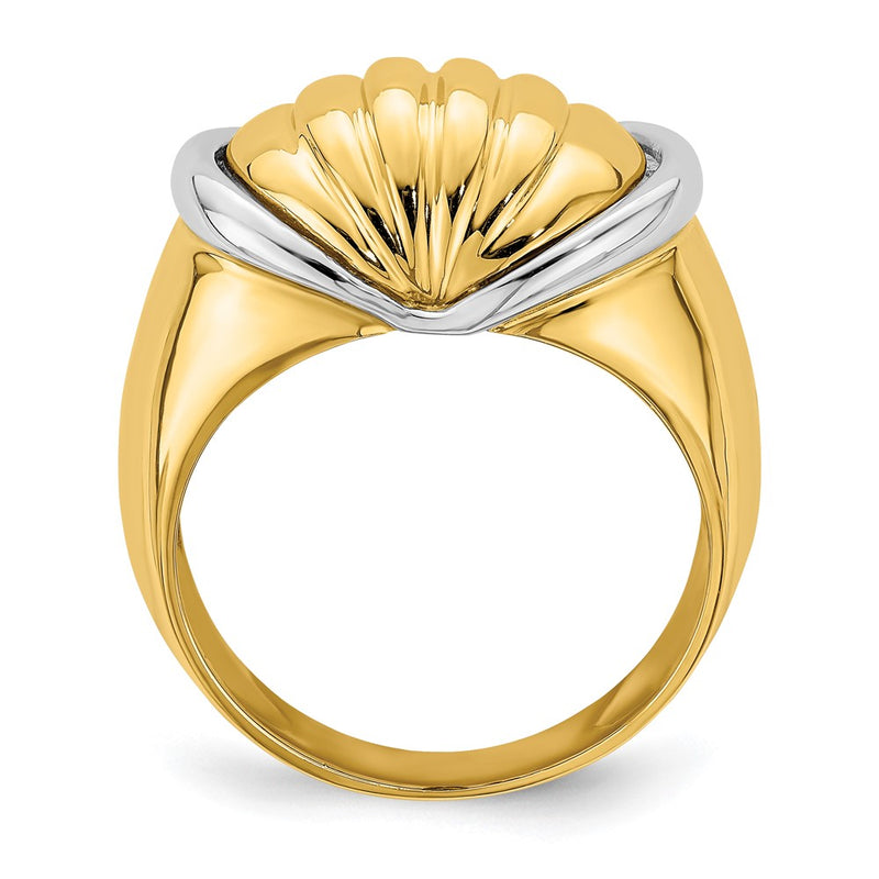 14k Two-Tone Gold Oval Shrimp Fan Design Ring