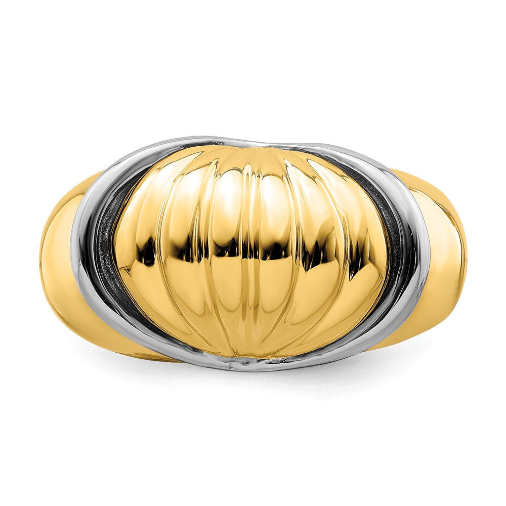 14k Two-Tone Gold Oval Shrimp Fan Design Ring
