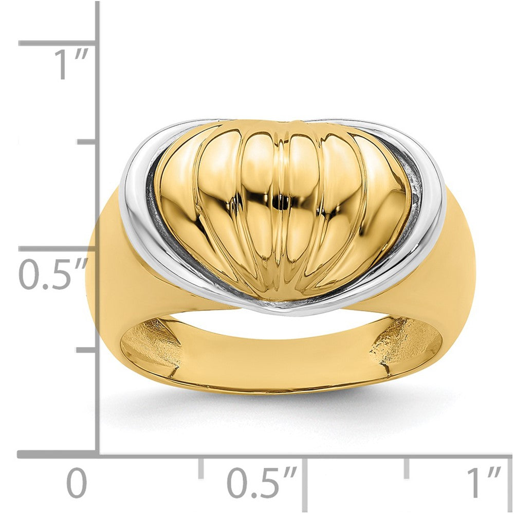 14k Two-Tone Gold Oval Shrimp Fan Design Ring